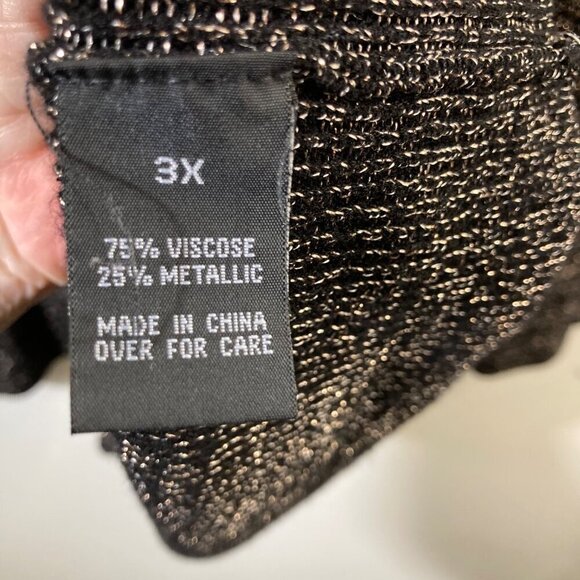 Womens‎ Alyx Round Neck Sparkley Knit Sweater Long Sleeve Black Gold 3X - Picture 8 of 8